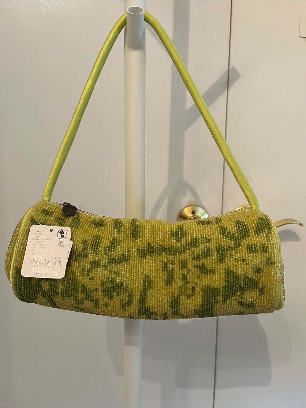 Free People NWT Bailey beaded barrel bag - green color sold out online! - Picture 2 of 3